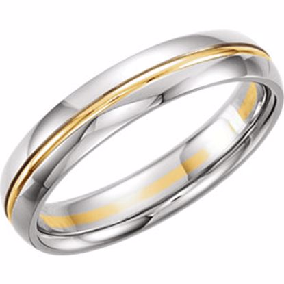 50483:288596:P 14kt Yellow & White 4.5mm Design Band Size 6.5