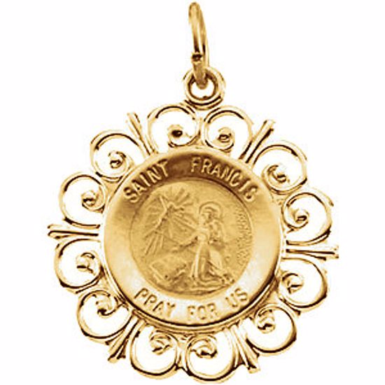 R41499:304591:P 14kt Yellow 18.5mm St. Francis of Assisi Medal