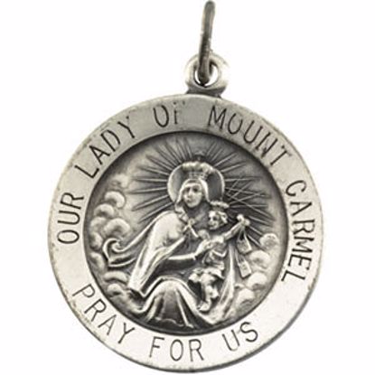 R5040:304522:P Sterling Silver 18.25mm Our Lady of Mount Carmel Medal Pendant