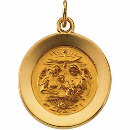 R41520:304392:P 14kt Yellow 14.75mm Round Baptismal Pendant Medal