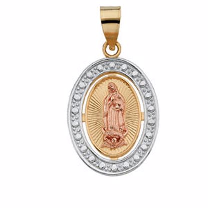 R41548:305575:P 14kt Yellow 20x15.75mm Tri-Color Our Lady of Guadalupe Oval Pendant