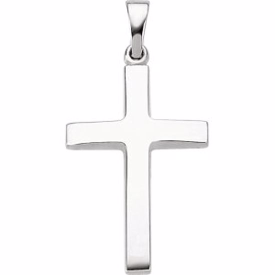 R41279:305418:P 14kt White 30.8x15.7mm Cross Pendant