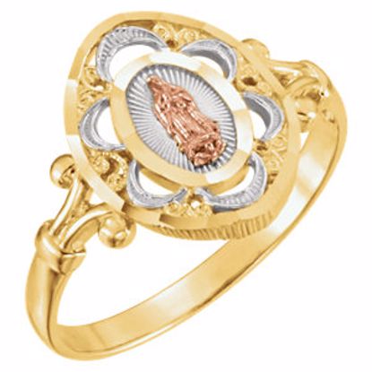 R16694:305647:P Tri-Color Our Lady of Guadalupe Ring 