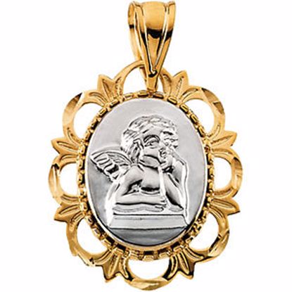 R41423:301615:P 14kt White & 14kt Yellow 19.25x16mm Raphael Medal Pendant