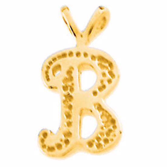 8102:7858:P 14kt Yellow "B" Script Initial Pendant