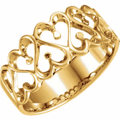5097:6135:P 14kt Yellow 10mm Gents Heart Design Duo Band