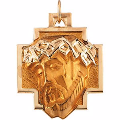 R5056:63270:P 14kt Yellow 24x23mm Face of Jesus Pendant