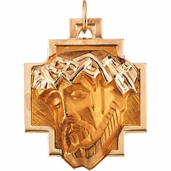 R5056:63270:P 14kt Yellow 24x23mm Face of Jesus Pendant