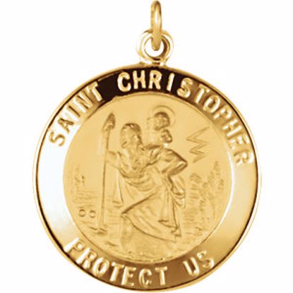 R5024:63217:P 14kt Yellow 20mm St. Christopher Medal