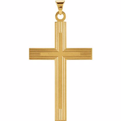 R16162:67673:P 14kt Yellow 39x25mm Cross Pendant with Design