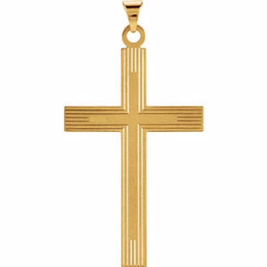 R16162:67673:P 14kt Yellow 39x25mm Cross Pendant with Design