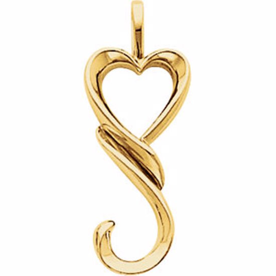80747:74065:P 14kt Yellow 32.5x12.75mm Heart Pendant