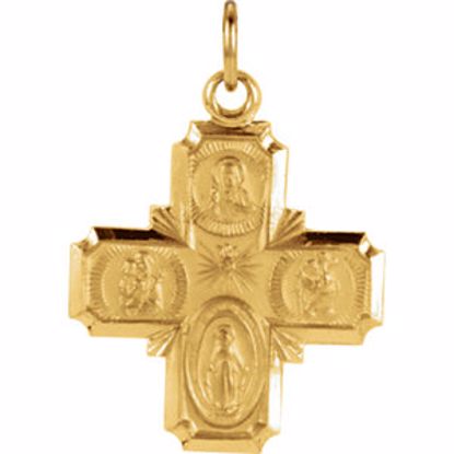 R5036:63233:P 14kt Yellow 18x18mm Four-Way Cross Medal