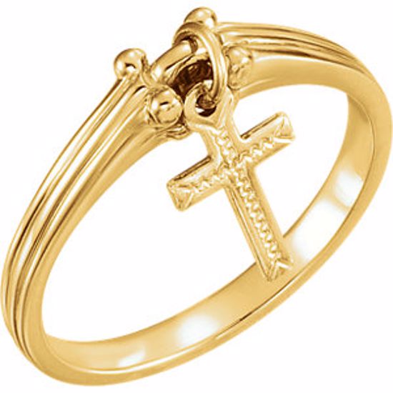 R16607:76162:P 14kt Yellow Cross Ring 