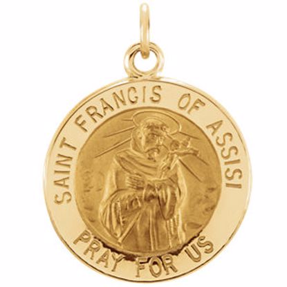 R16315:103959:P 14kt Yellow 15mm Round St. Francis of Assisi Medal