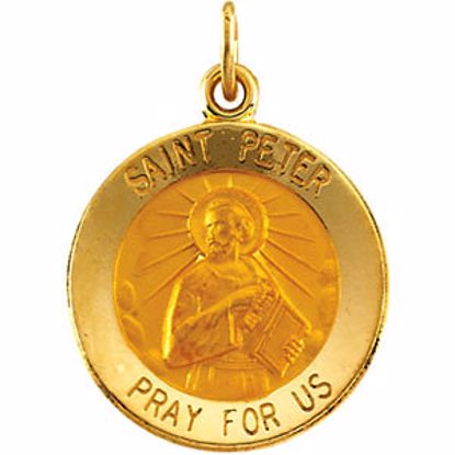 R16320:103867:P 14kt Yellow 15mm Round St.Peter Medal