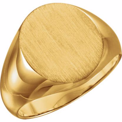 9320:113048:P 14kt Yellow 16x14mm Solid Oval Men's Signet Ring
