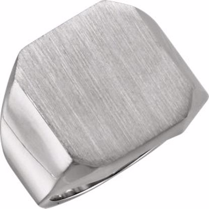 9599:113029:P 14kt White 18x16mm Octagon Men's Signet Ring