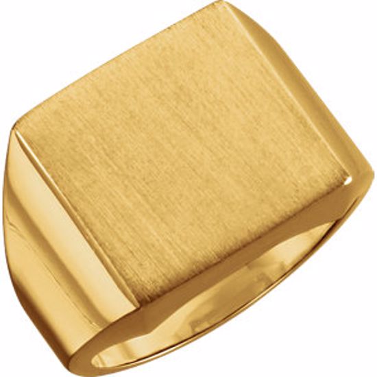 9602:128019:P 14kt Yellow 16mm Men's Signet Ring with Brush Finish