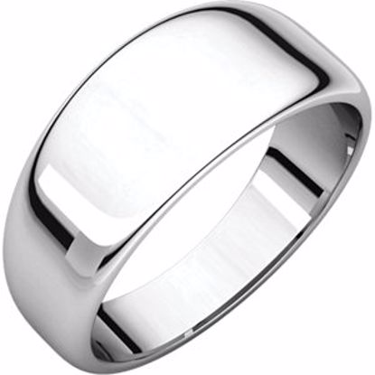 HRT10:148688:P 10kt White 8mm Half Round Tapered Band