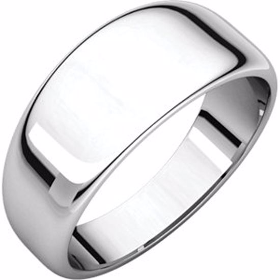 HRT10:148688:P 10kt White 8mm Half Round Tapered Band