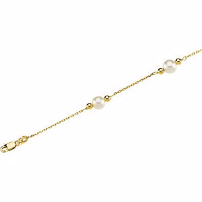 CH195:137801:P 14kt Yellow Pearl & Bead Station 18" Necklace