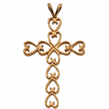 R41002:139793:P 14kt Yellow 30x21mm Heart Design Cross Pendant