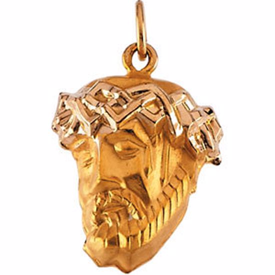 R16929:129554:P 14kt Yellow 19x14.5mm Face of Jesus Pendant