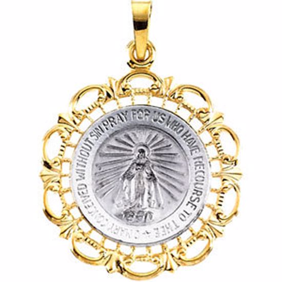 R41321:163601:P 14kt White & Yellow 25x21mm Miraculous Medal