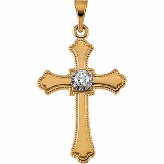 R41074:163715:P 14kt Yellow 21x15mm Diamond Cross Pendant