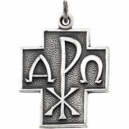 R16093:129616:P Sterling Silver 24.5x22mm Alpha Omega Cross 24" Necklace