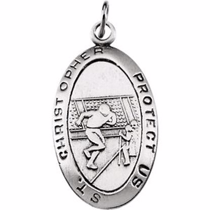 R16919:130086:P Sterling Silver 24.5x15.5mm St. Christopher Football Medal