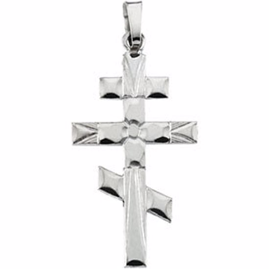 R4056:163430:P 14kt White 26x15mm Orthodox Cross Pendant