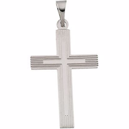 R16162:130194:P 14kt White 22x14mm Cross Pendant with Design