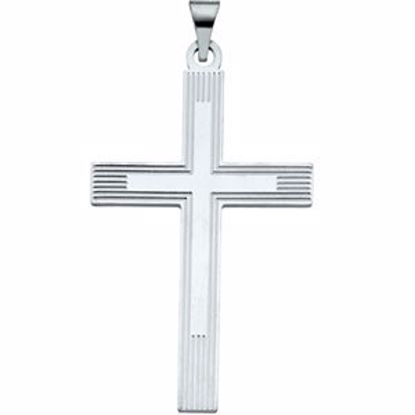 R16155:165109:P 14kt White 39x26mm Cross Pendant