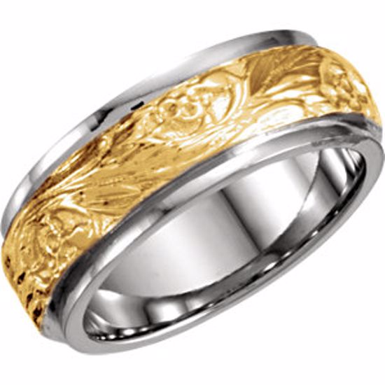 50082:179388:P 14kt Two-Tone 7mm Hand-Engraved Band Size 12.5