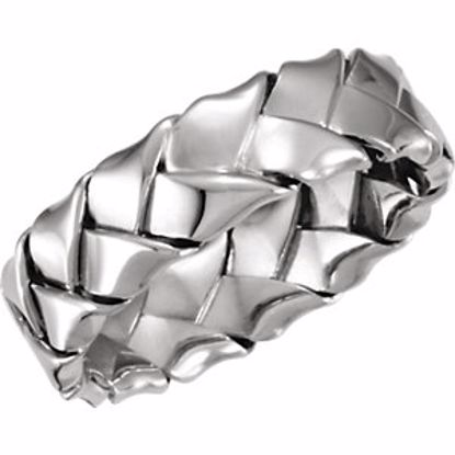 50052:217029:P Platinum 6mm Hand Woven Band Size 9.5