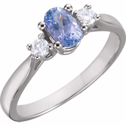 61193:207557:P 14kt White Tanzanite & 1/6 CTW Diamond Ring