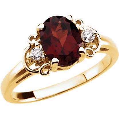 60442:208961:P 14kt Yellow Mozambique Garnet & .06 CTW Diamond Accented Ring