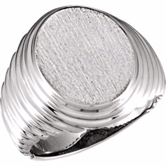9122:228705:P Platinum 16x14mm Oval Signet Ring