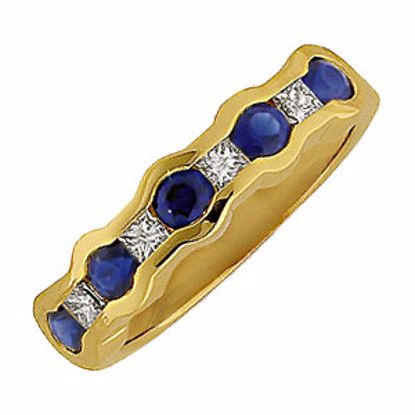 61596:252043:P 14kt Yellow 1/3 CTW Blue Sapphire & 1/3 CTW Diamond  Anniversary Band 