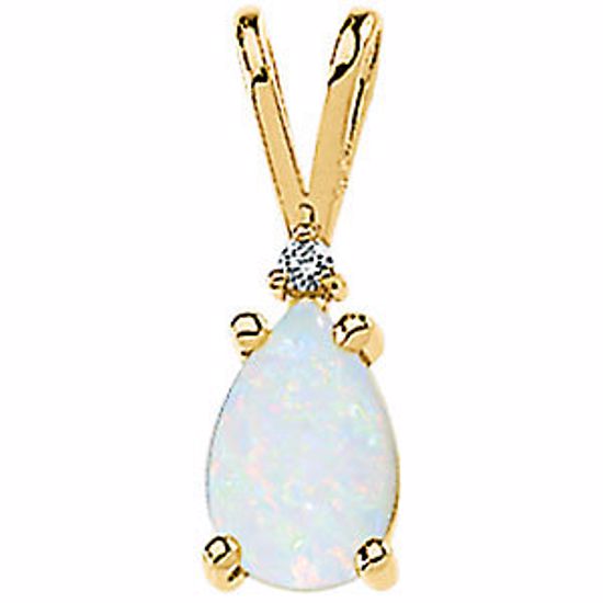 61972:253861:P Genuine Opal Cabochon & Diamond Pendant