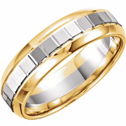 50252:254691:P 14kt Yellow & White 6mm Design Band Size 11.5