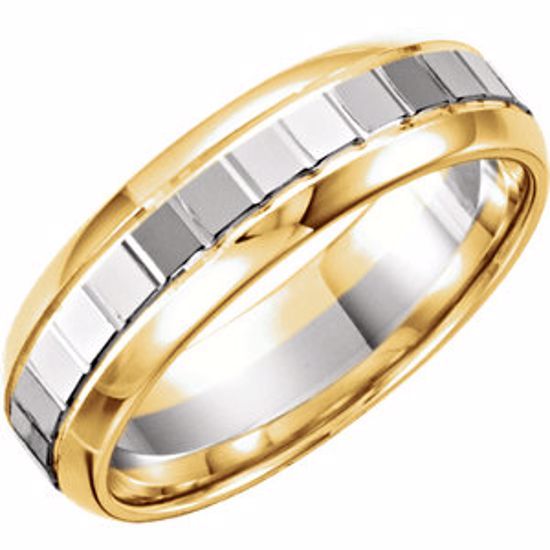 50252:254691:P 14kt Yellow & White 6mm Design Band Size 11.5