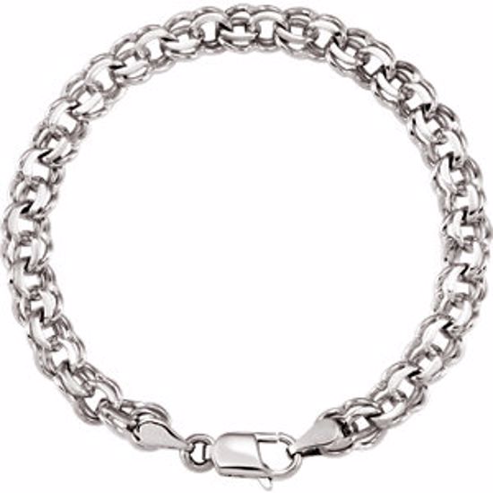 CH113:244240:P 14kt White 7mm Solid Charm 7" Bracelet