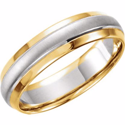 50243:254518:P 14kt Yellow & White 6mm Step-Edge Band Size 9.5