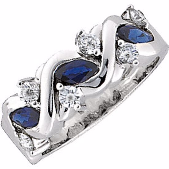 62239:271876:P 14kt White Blue Sapphire & 3/8 CTW Diamond Anniversary Band