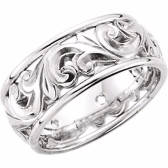 50373:271248:P 14kt White Hand Engraved Band Size 5