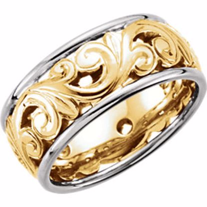 50374:273982:P 14kt Yellow & White Hand-Engraved Band Size 5