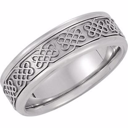 50385:288788:P 14kt White Celtic Design Wedding Band Size 8